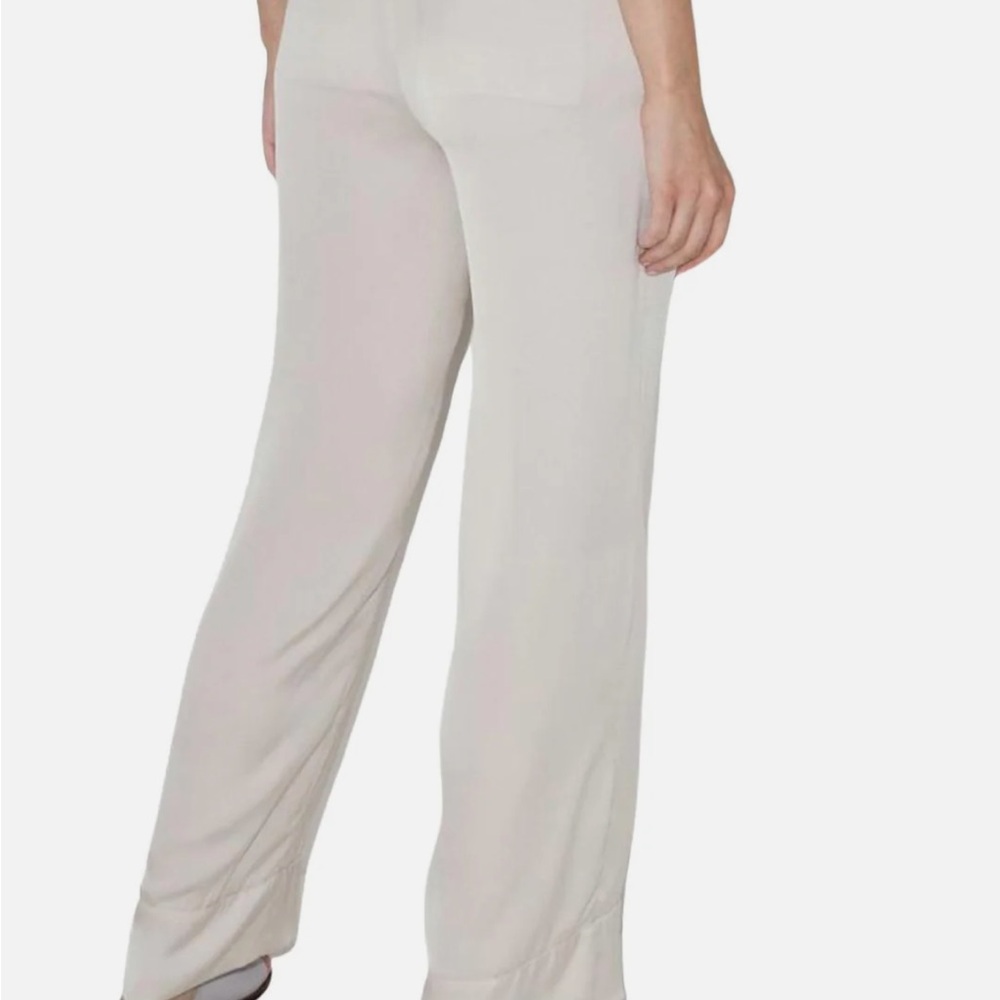 BONDI BORN | Eden Pant | Staight Leg Beige Cream Satin Trousers - Picture 2 of 9